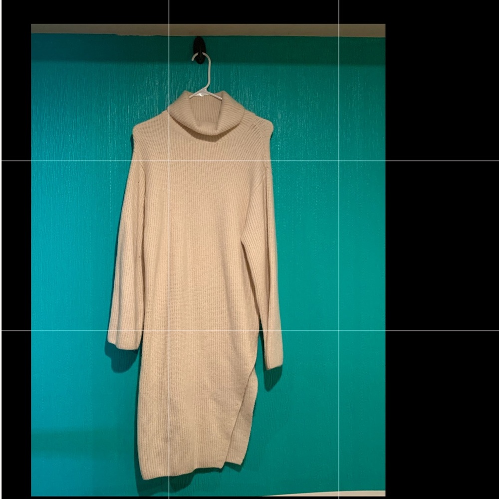 Women’s fashion front cut sweater dress.